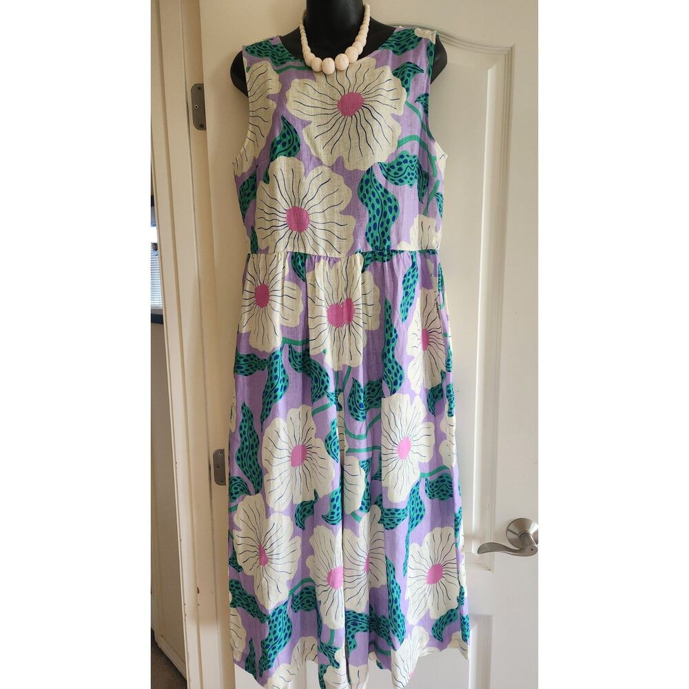 Gorman x Agathe Singer Petal Power Floral Print Wide Leg Linen Jumpsuit Sz 8 NWT
